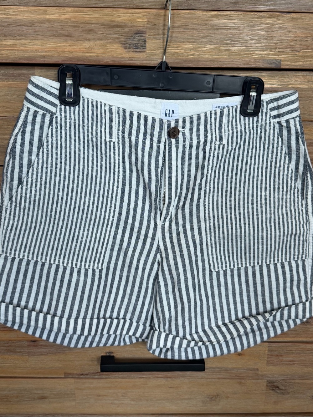 GAP Women's Striped Cotton Shorts in faded Navy & White